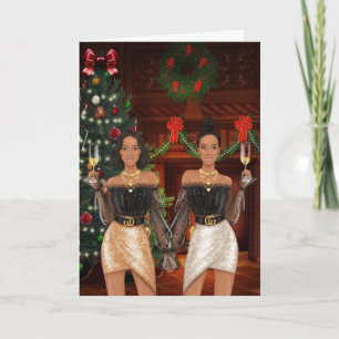 Carte de Noël Gay Couple Africain Américain