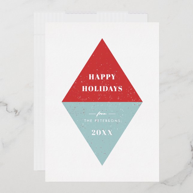 Carte de Noël géométrique Foil Holiday - Rouge (Enveloppe)