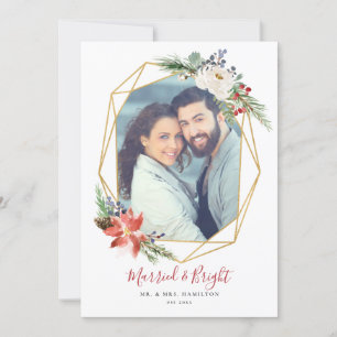 Carte de Noël Géométrique Mariée et Lumineuse