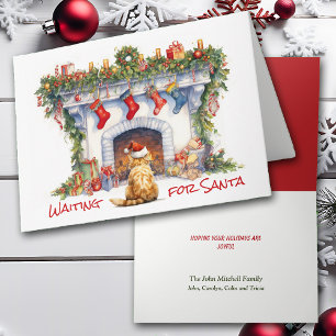 Carte de Noël Ginger Tabby Chat