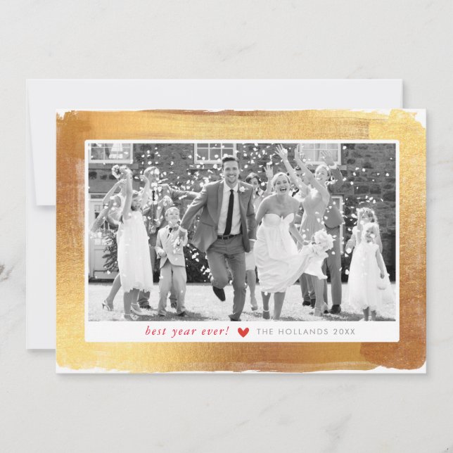 CARTE DE NOËL GLAMOREUSE or brossé bordure en or g (Devant)