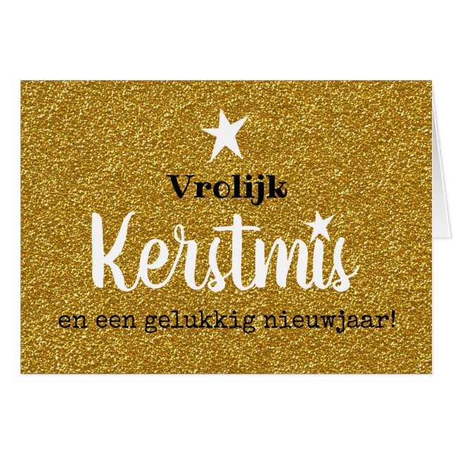 Carte de Noël glitte et glamour or (Devant horizontal)
