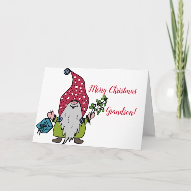 CARTE DE NOËL GNOME GRANDSON (Devant)