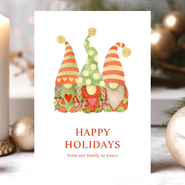 Carte de Noël Gnome scandinave Watercolor (Créateur téléchargé)