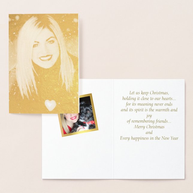 Carte de Noël Gold Foil Portrait (Affichage)