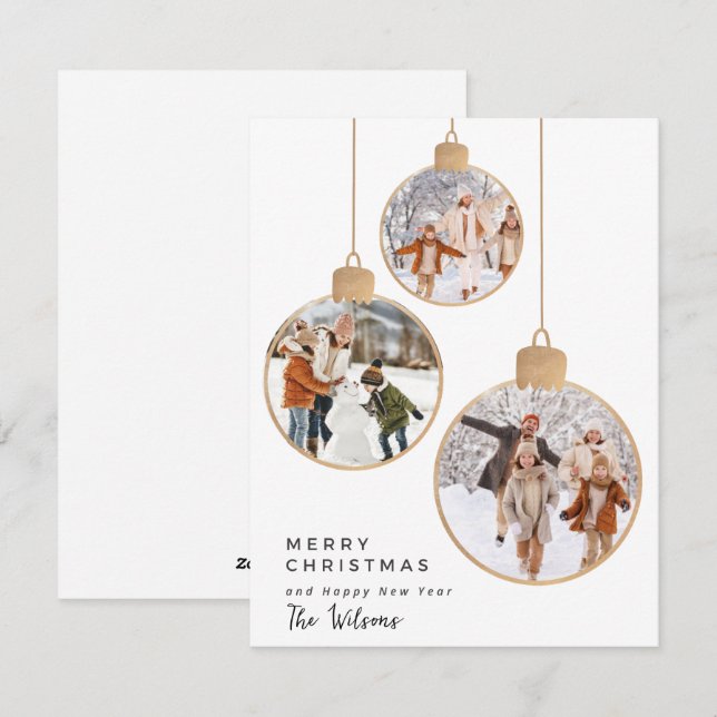 Carte de Noël Gold Holiday Orament Foil (Devant / Derrière)