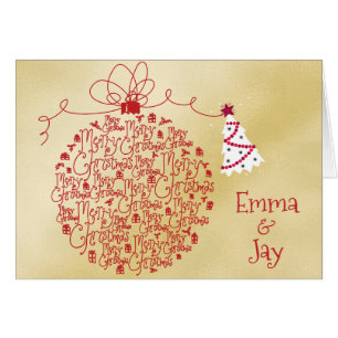 Carte de Noël Gold moderne avec nom de famille