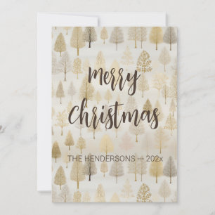 Carte de Noël Gold Silver Pine Trees