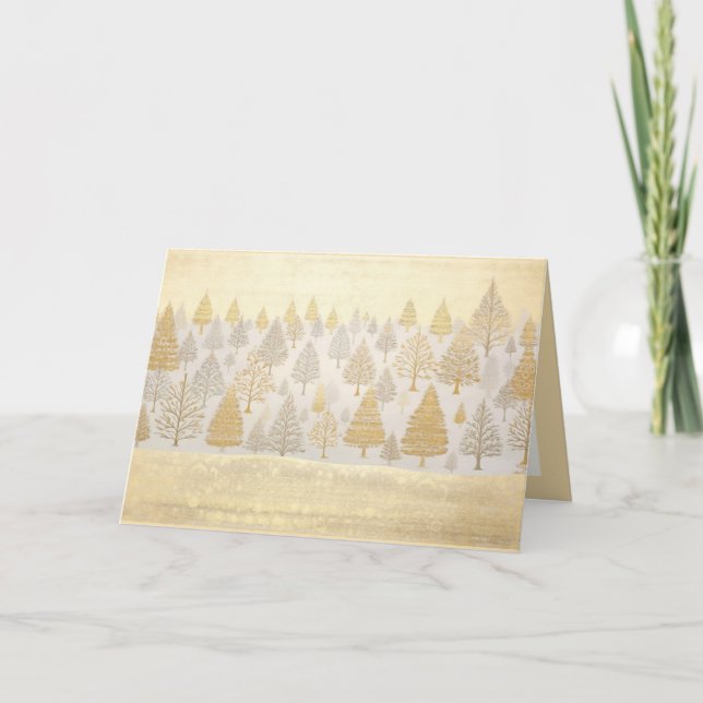 Carte de Noël Gold Silver Pine Trees (Devant)