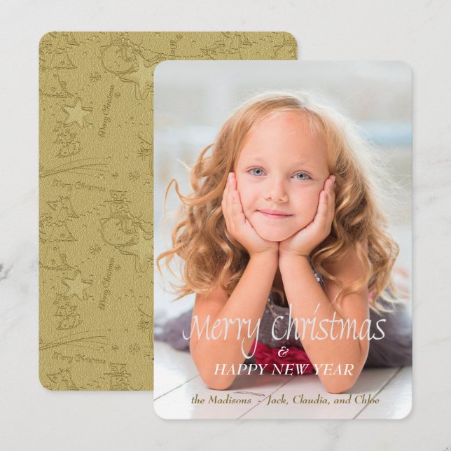 Carte de Noël Gold Snowman Scribble (Devant / Derrière)