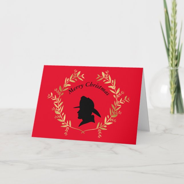 Carte de Noël Golden Laurel Wreath Firemer (Devant)