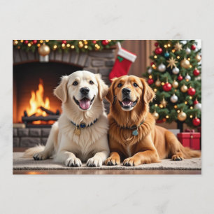 Carte de Noël Golden Retriever