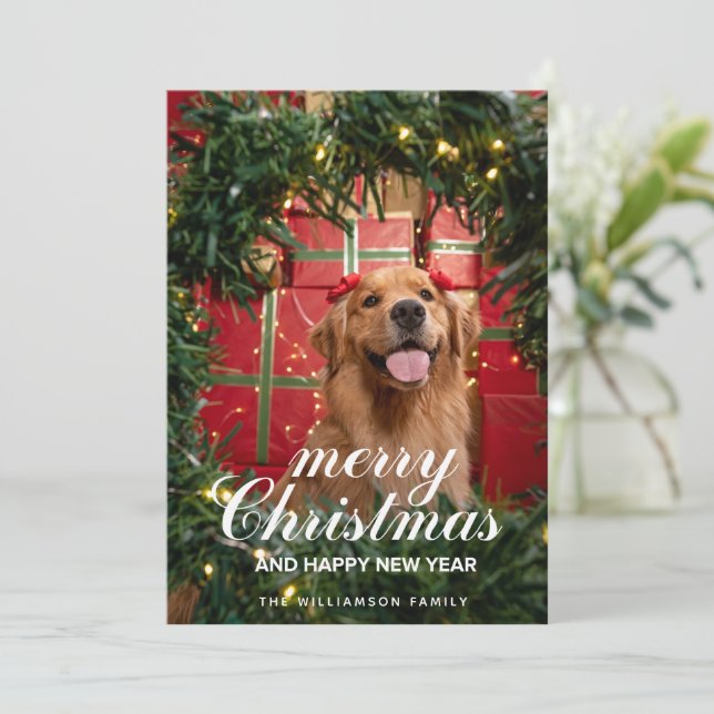 Carte de Noël Golden Retriever (Debout devant)