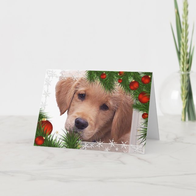 Carte de Noël Golden Retriever - Chien cochon (Devant)