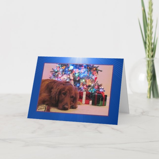 Carte de Noël Golden Retriever, personnalisable (Devant)