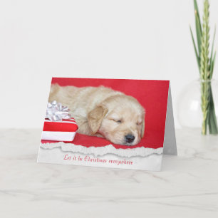 Carte de Noël Golden Retriever Puppy Holiday