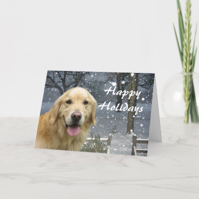 Carte de Noël Golden Retriever Snowy (Devant)