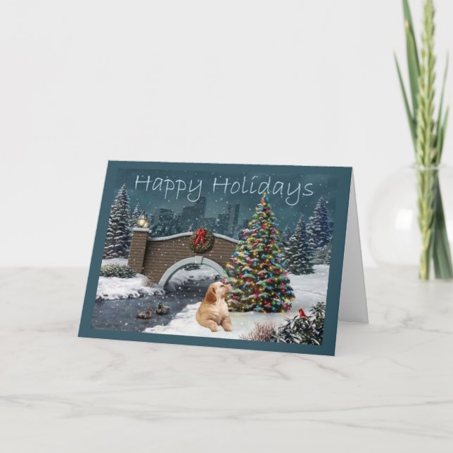Carte de Noël Golden Retriever Soirée1 (Devant)
