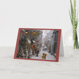 Carte de Noël Golden Retrior City Street