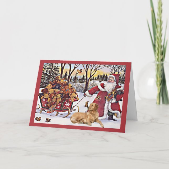 Carte de Noël Golden Retrior Père Noël Bears6 (Devant)