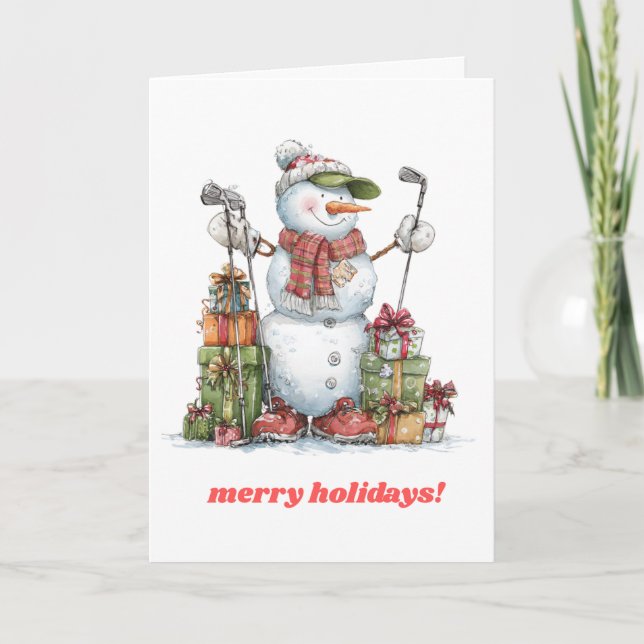 Carte de Noël Golfer souriante (Devant)