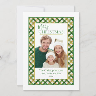 Carte de Noël Green Gold Plaid