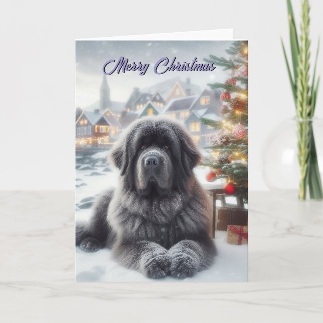Carte de Noël Grey Newf de Terre-Neuve (Devant)