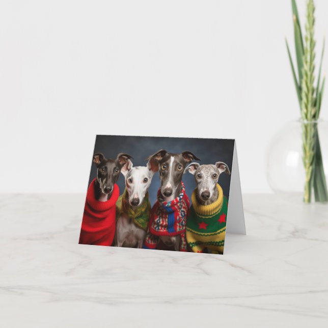 Carte de Noël Greyhound Puppies (Devant)