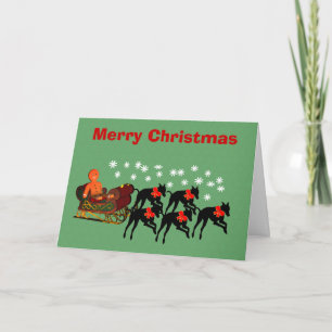Carte de Noël Greyhounds Pulling Sleigh