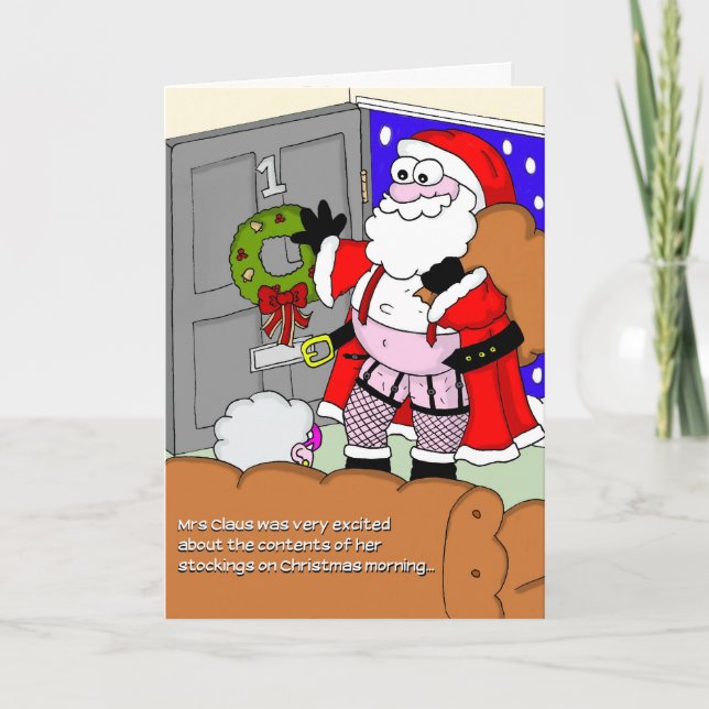 Carte de Noël grossière - Père Noël dans les bas (Devant)