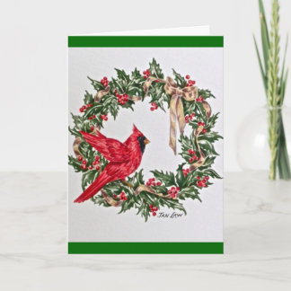 Carte de Noël, guirlande de Noël avec le cardinal