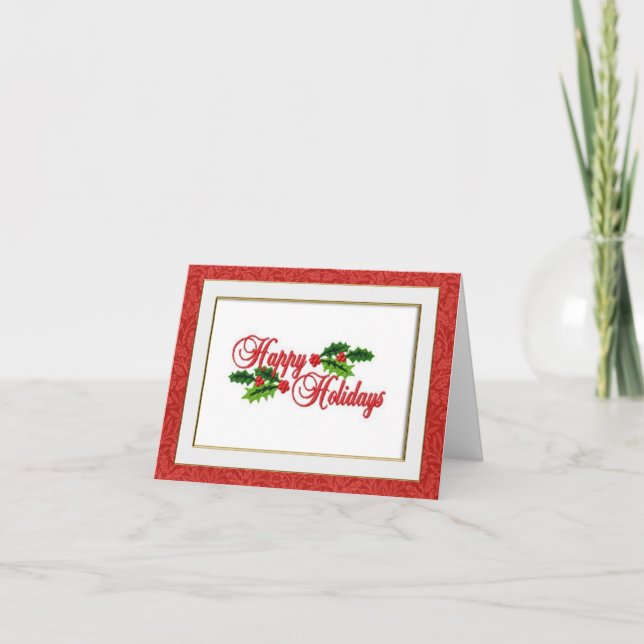 Carte de Noël "Happy Holidays" avec broderie d'app (Devant)