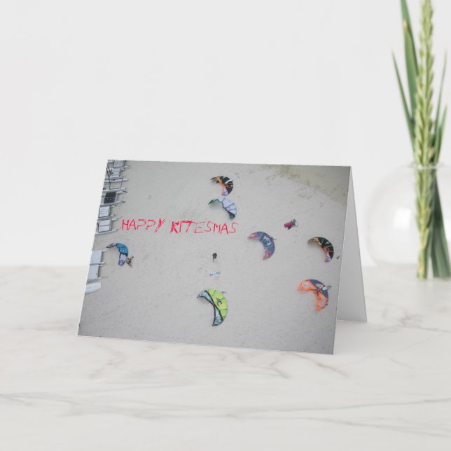 Carte de Noël "Happy Kitesmas" kiteboard kitesurf (Devant)