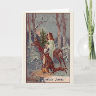 Carte de Noël Hauskaa Joulua vintage