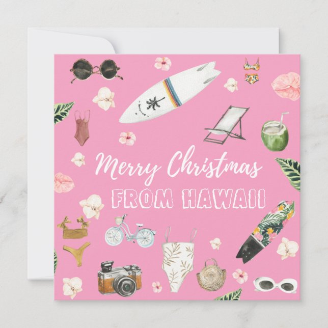 Carte de Noël Hawaï ou Carré tropical (Devant)