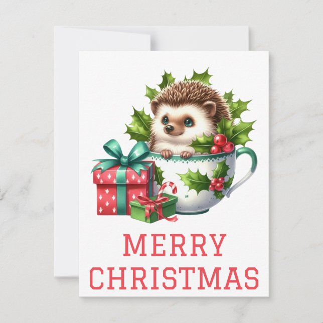 Carte de Noël Hérisson (Devant)