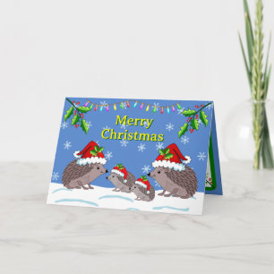 Carte de Noël Hérisson et enfants