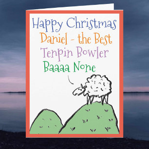 Carte de Noël heureuse Tenpin Bowler