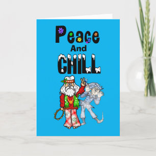 Carte de Noël Hippie Père Noël et Jack Frost