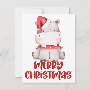 Carte de Noël Hippo Aquarelle