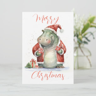 Carte de Noël Hippo Hooray