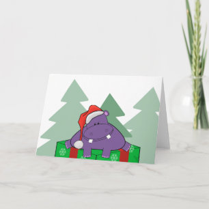 Carte de Noël Hippo violet