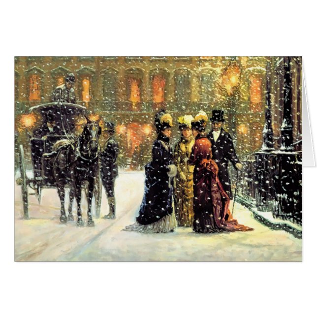 Carte de Noël Hiver vintage Parisien (Devant horizontal)