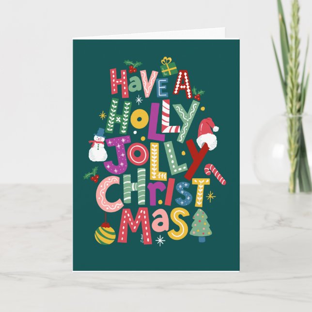 Carte de Noël Holly Jolly (Devant)