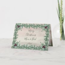 Carte de Noël Holly Pine Burgundy Berry