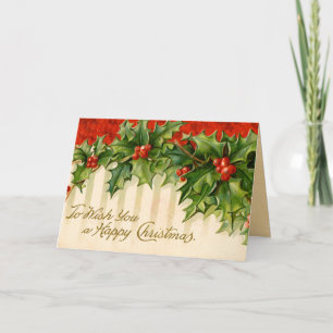 Carte de Noël Holly Victorian