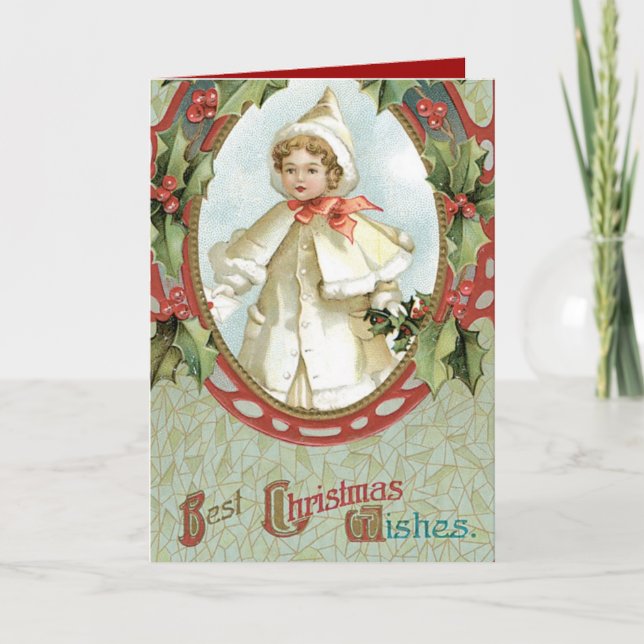Carte de Noël Holly Vintage (Devant)