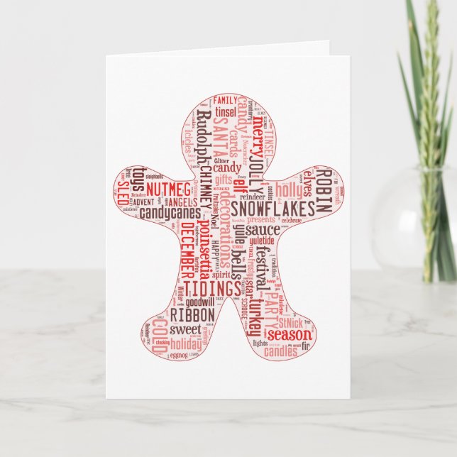 Carte de Noël homme en pain d'épices. (Devant)