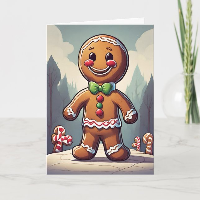 Carte de Noël homme en pain d'épices concept rétro (Devant)