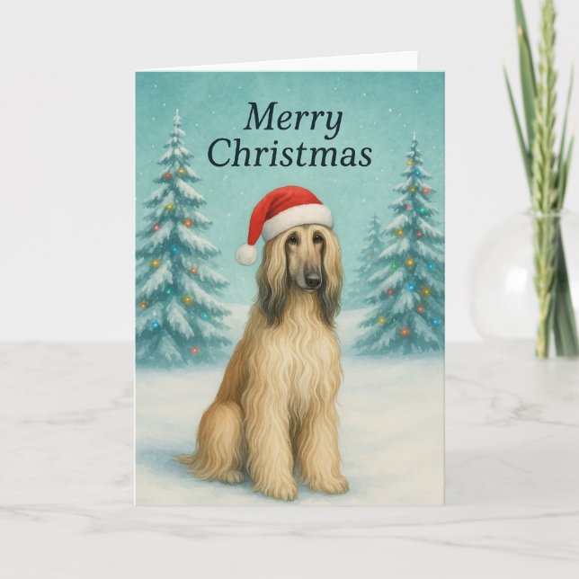 Carte de Noël Hound Afghan - Carte de vacances (Devant)